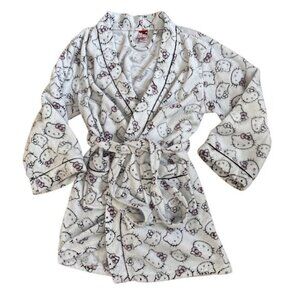 Hello Kitty Bathrobe Womens Large Fleece By Sanrio White
